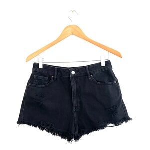 Pacsun | High Rise Festival Shorts | Ripped Black Denim | Size: 28